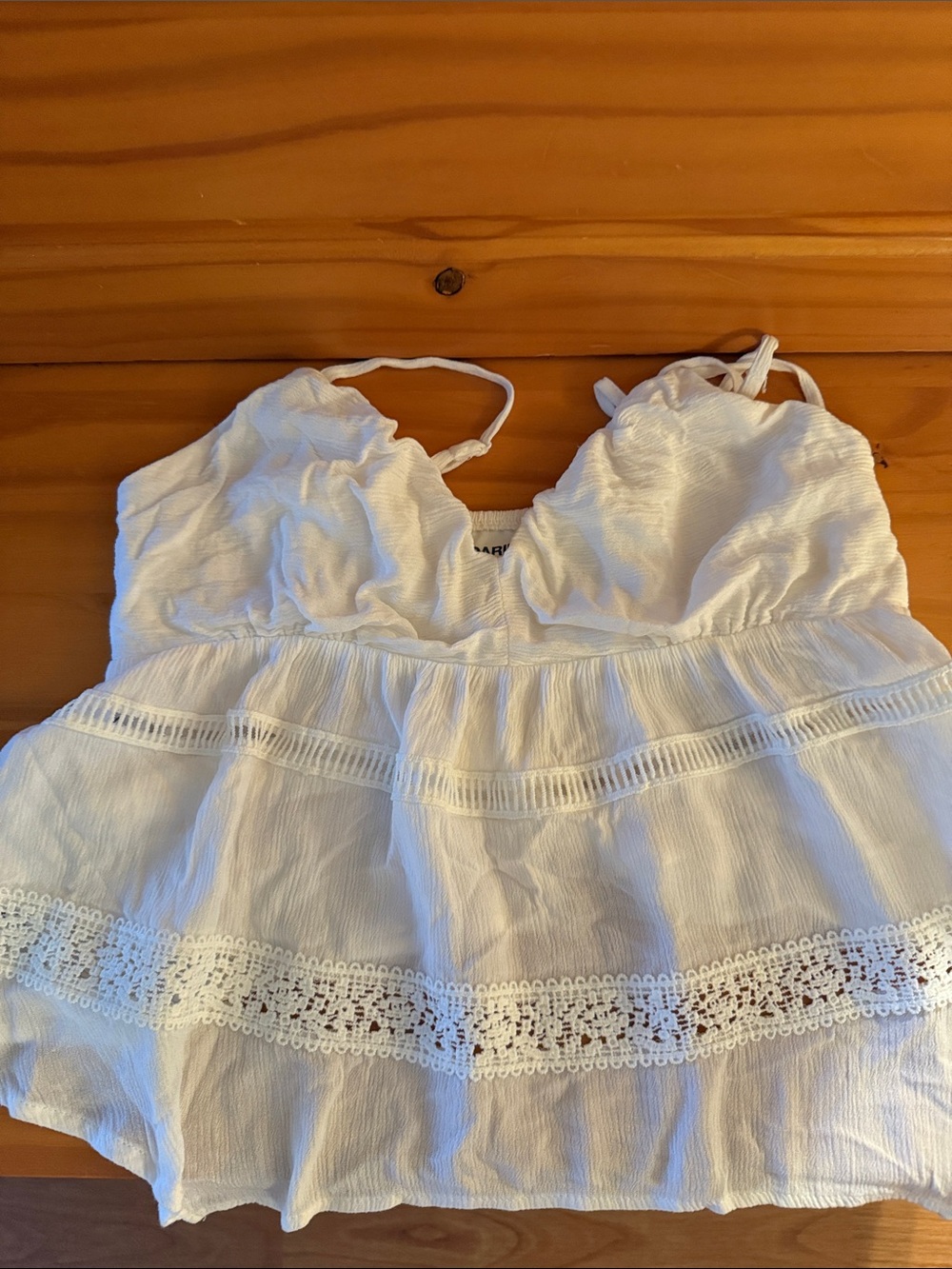 No Boundaries White Textured Scoop Neck Top